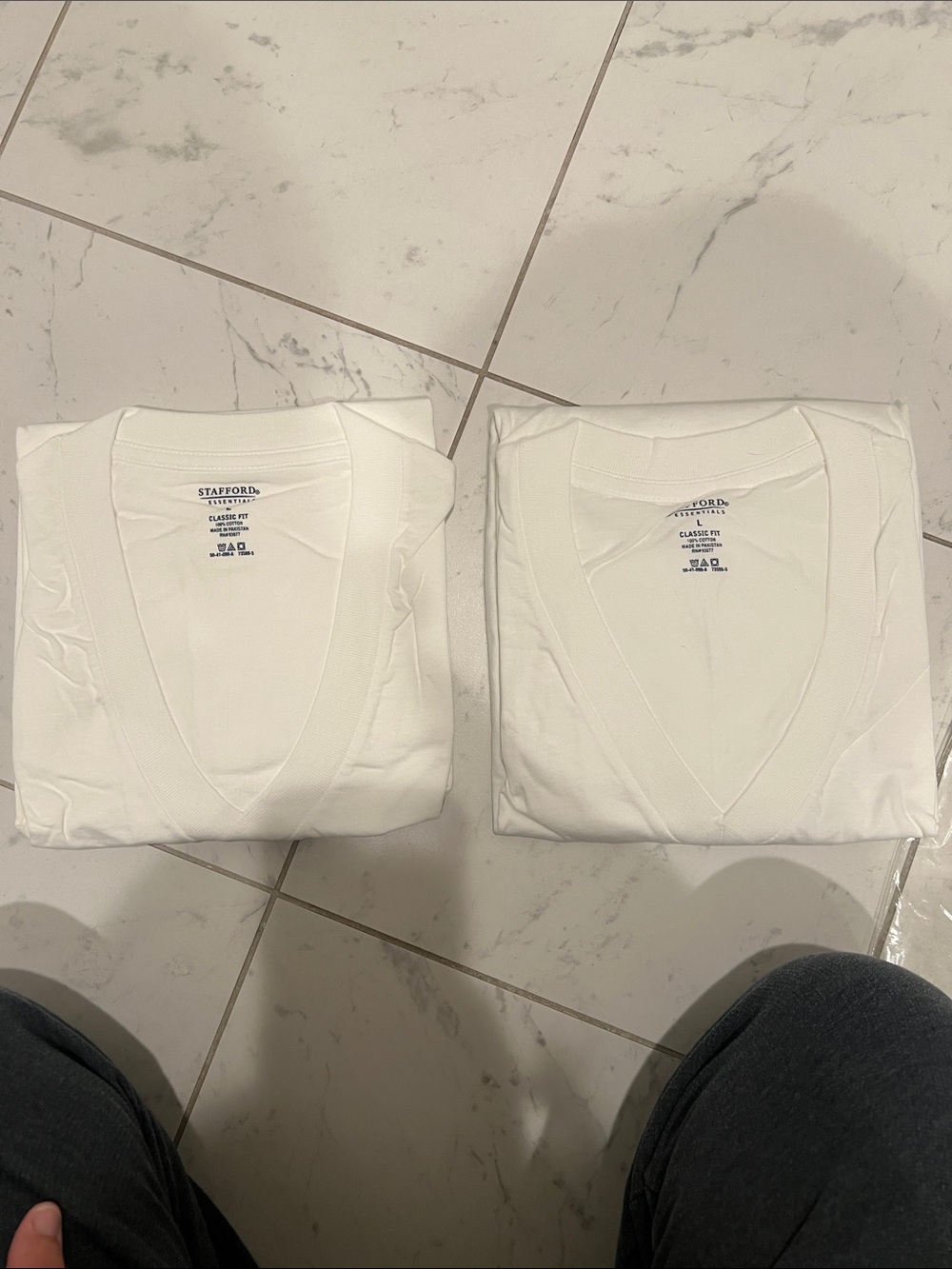 Stafford White V-Neck Tee 2-Pack